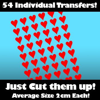 Multi Pack of 54 Iron on Love Heart Transfers